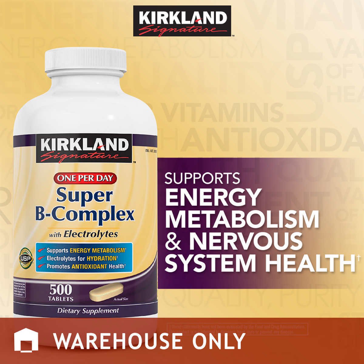 Kirkland Signature Super B-Complex With Electrolytes 500 Tablets