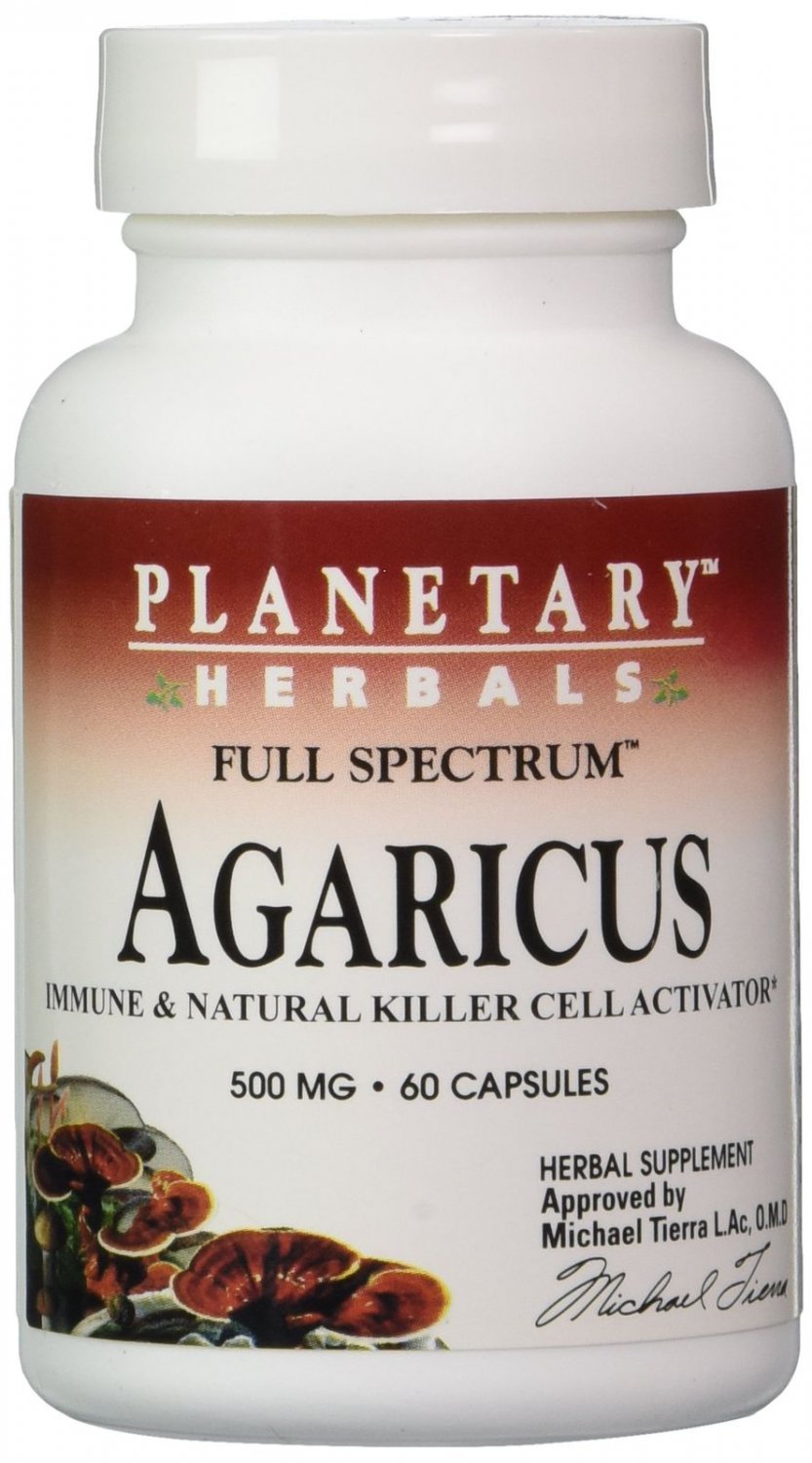 Planetary Herbals Agaricus Extract Full Spectrum Capsules 500 mg 60 Count