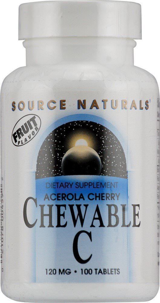 Source Naturals Acerola Cherry Chewable C Fruit -- 120 mg - 100 Tablets