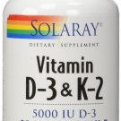 Vitamin D-3 & K-2 Solaray 60 VCaps