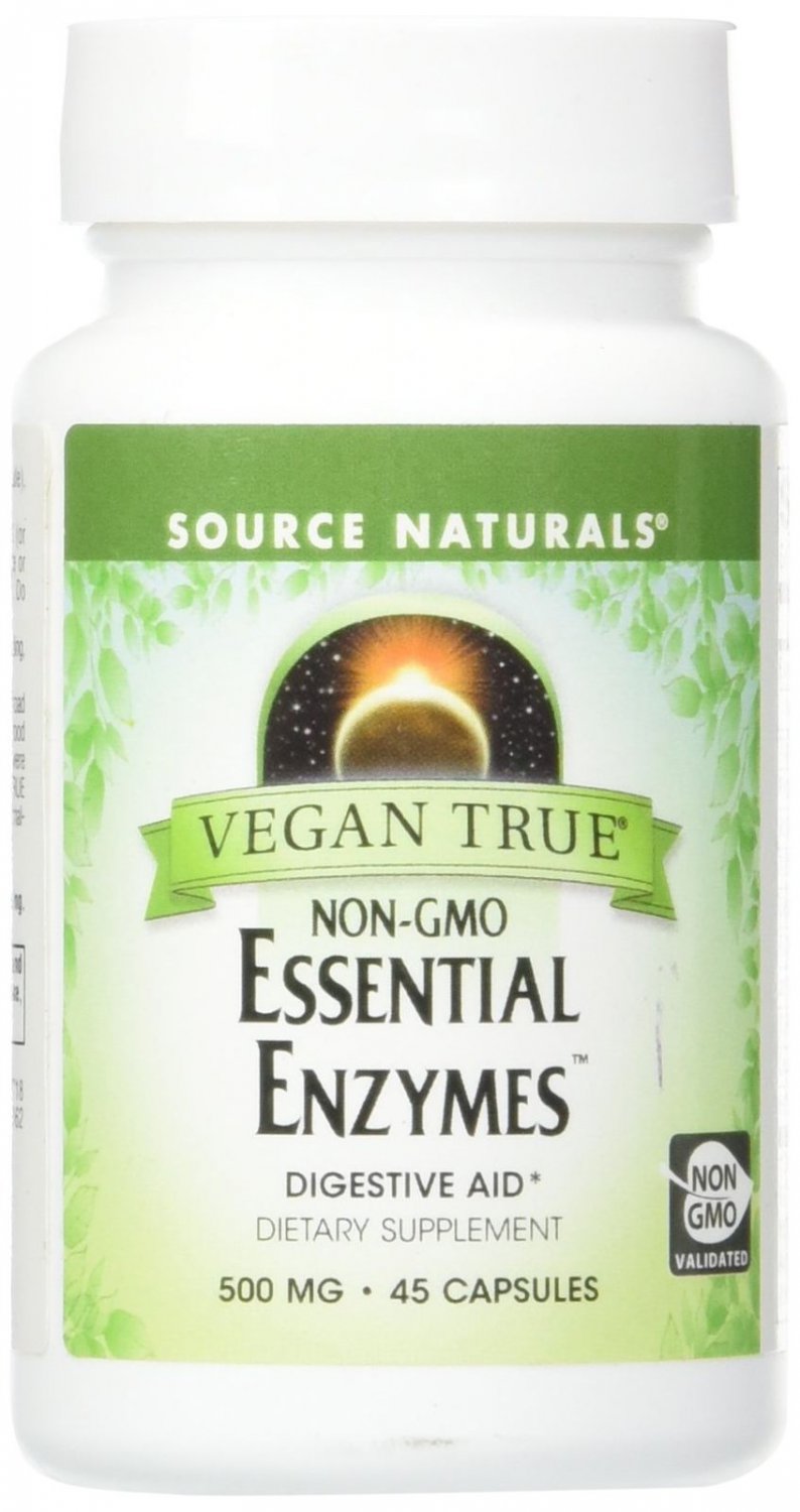 SOURCE NATURALS Vegan True Non-Gmo Essential Enzymes 500 Mg Vegetable Capsule...