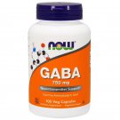 GABA 750mg 100 VCaps Promote Relaxation Neurotransmitter Support by Now Foods