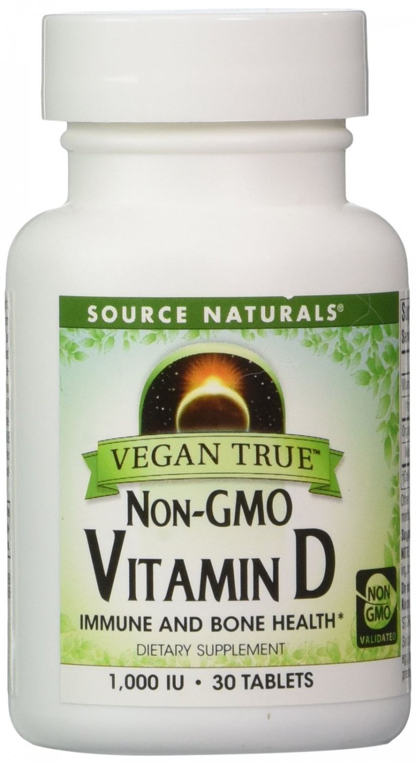 Source Naturals Vegan True Non-GMO Vitamin D 1000IU Immune & Bone Support - 3...