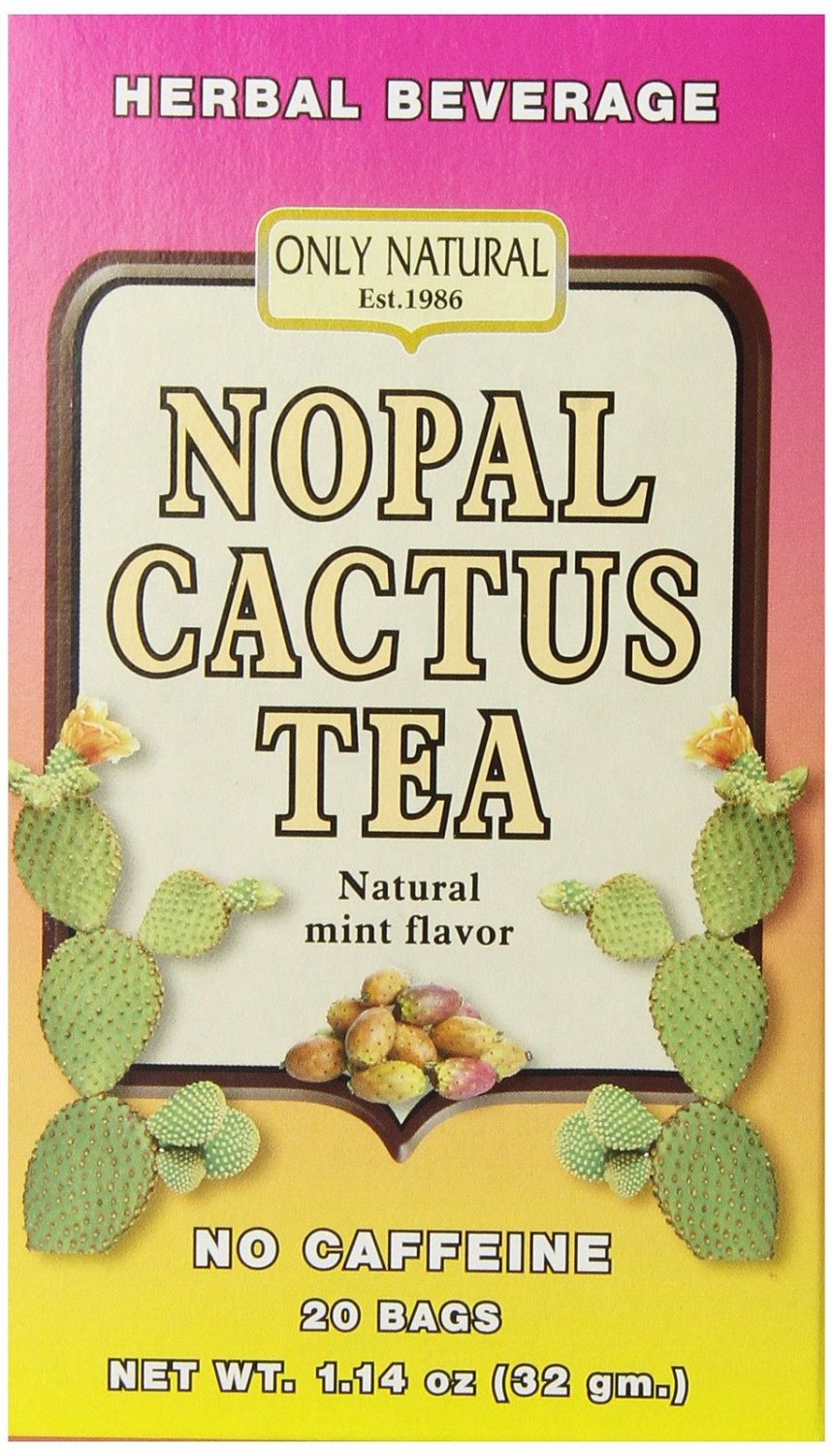 Nopal Cactus Tea Caffeine Free Natural Mint Flavor - 20 Tea Bags by Only Natural