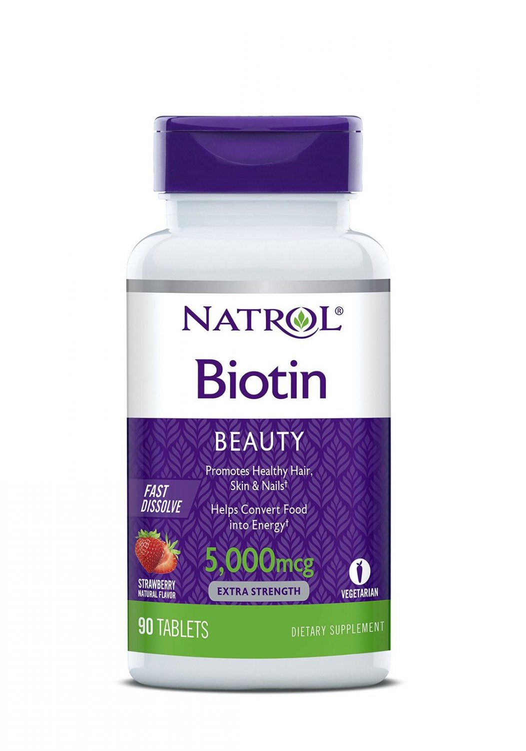Natrol Biotin Fast Dissolve Tablets Strawberry flavor 5000mcg 90 Count