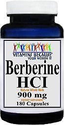Pure and High Potency Berberine; 900mg Per Serving; 180 Capsules (2 Bottles)