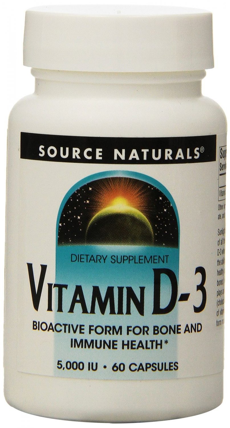 Source Naturals Vitamin D-3 5000IU Bioactive Form for Bone 60 Capsules (2 Pack)