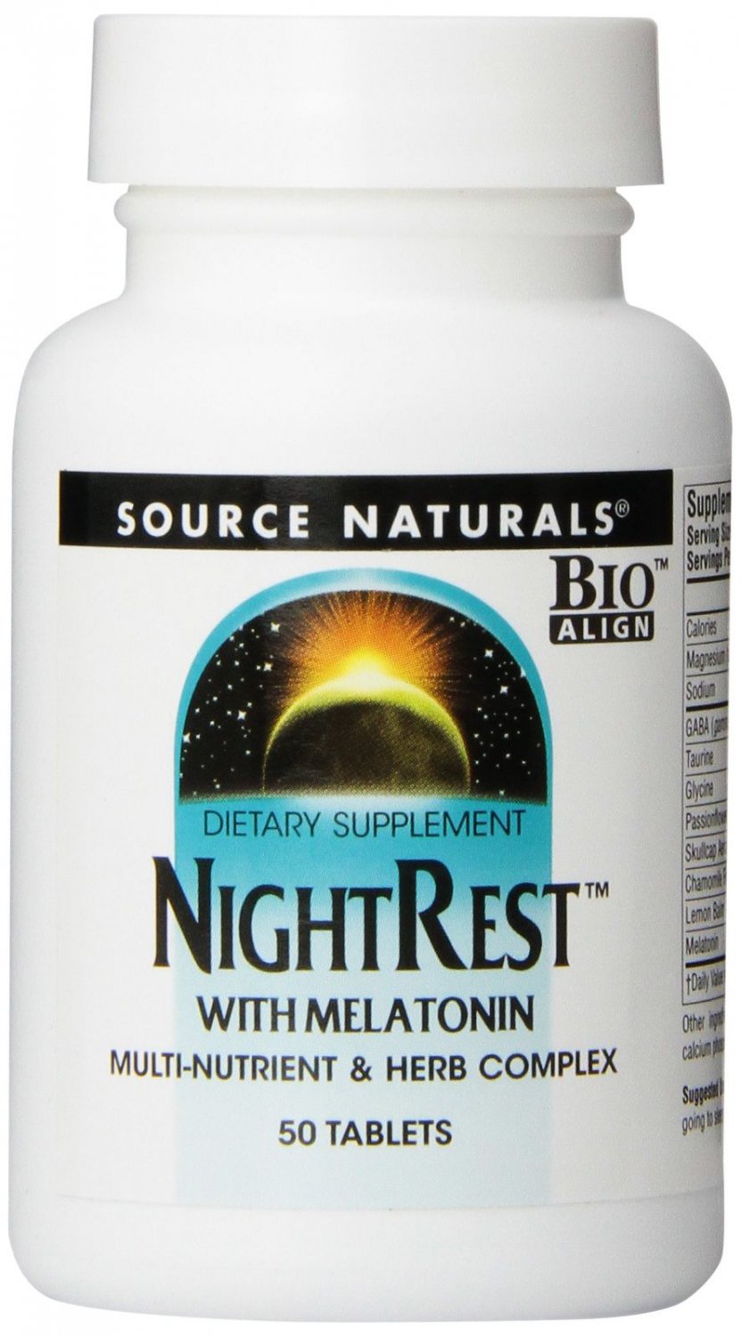 Source Naturals NightRest with Melatonin 50 Tablets (Pack of 2)