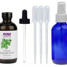 Now Foods Peppermint Oil 4 OZ (3 Pipettes and 1 4OZ Blue Glass Bottle w/ Spray)