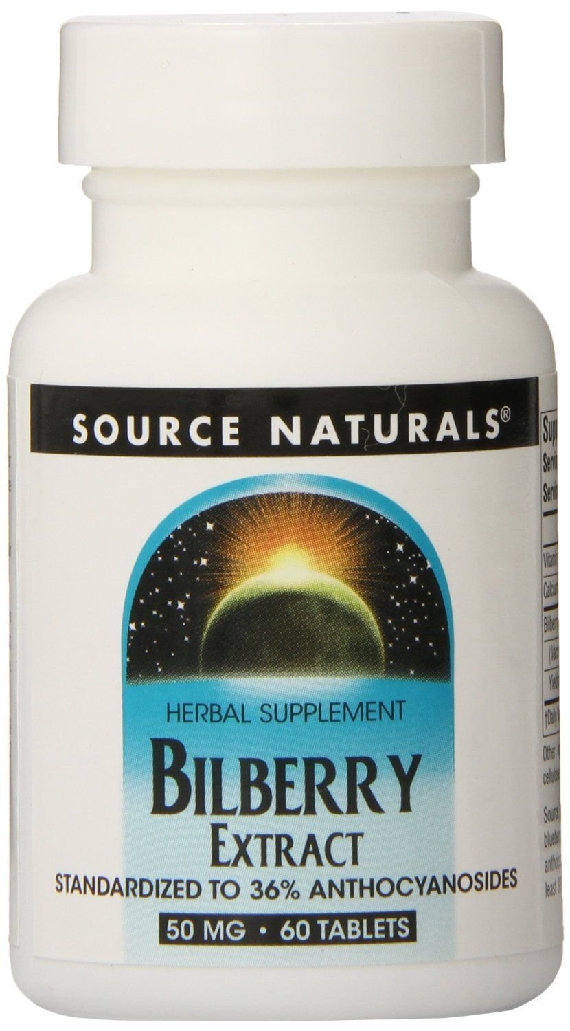 Bilberry Extract 50 MG 60 Tabs by Source Naturals (Pack of 2)