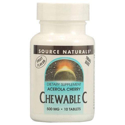 Source Naturals Chewable C Acerola Cherry Tablets 500mg 10 Count