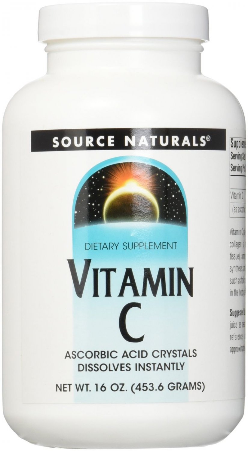 Source Naturals Vitamin C Ascorbic Acid Crystals Dissolves Instantly 16 Ounces