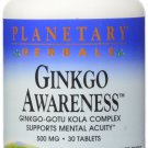 Planetary Herbals Ginkgo Awareness Tablets 30 Count