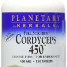 Planetary Herbals Cordyceps 450 Full Spectrum Chinese Tonic for Endurance 120
