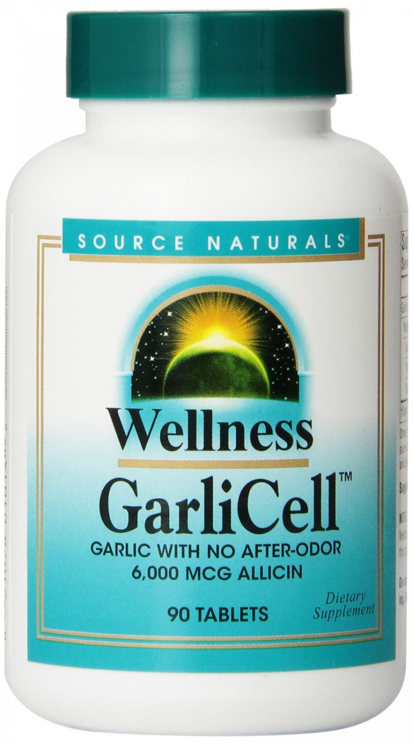 Source Naturals Wellness GarliCell 6000mcg Garlic with No After-Odor 90 Tablets