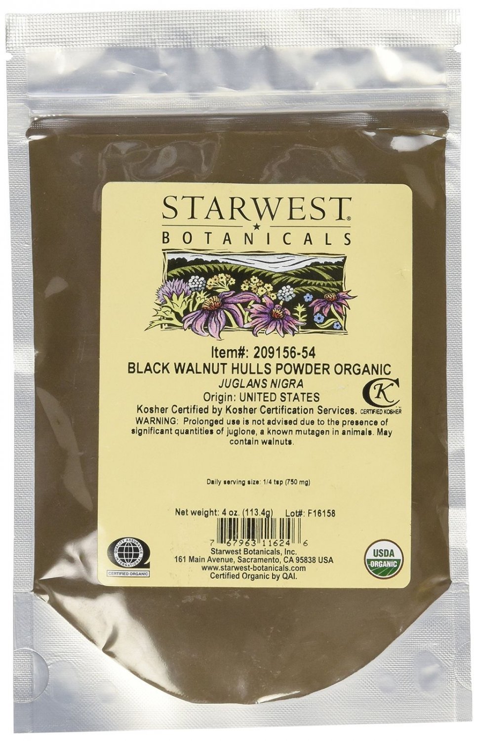 Organic Black Walnut Hull Powder 4OZ
