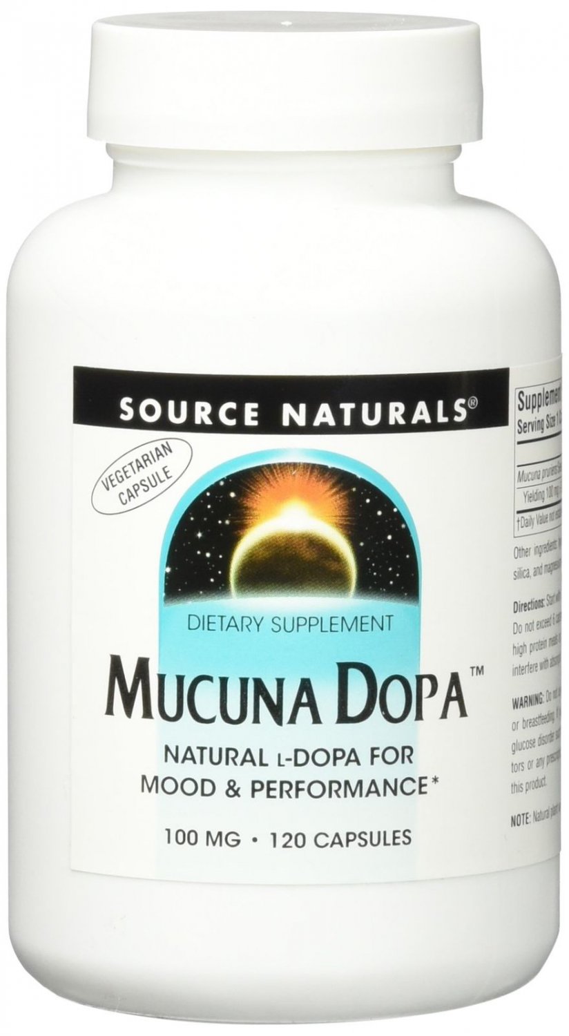 Source Naturals Mucuna Dopa 100mg Natural L-Dopa for Mood & Performance 120 C...