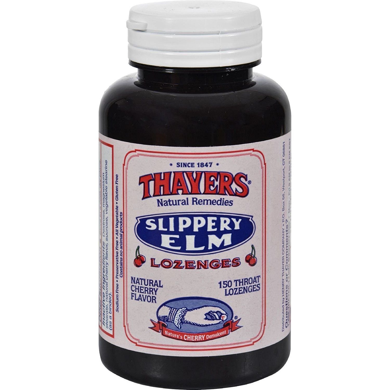 Thayers Slippery Elm Lozenges Cherry 150 Count 150-Count