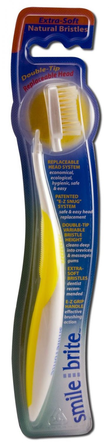 SMILE BRITE Replaceable Head Natural Toothbrush Double Tip X-Soft 1 UNIT