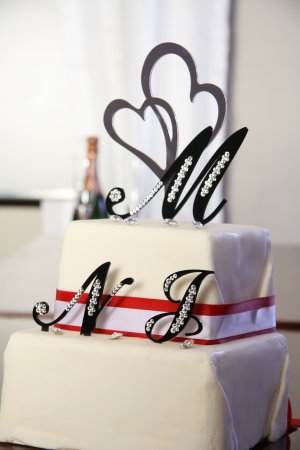 Monogram Black Cake Topper with Clear Crystals