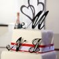 Monogram Black Cake Topper with Clear Crystals