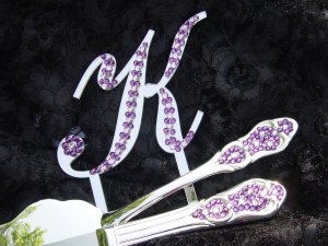 Monogram Cake Topper & Cake Knife & Server Set Package