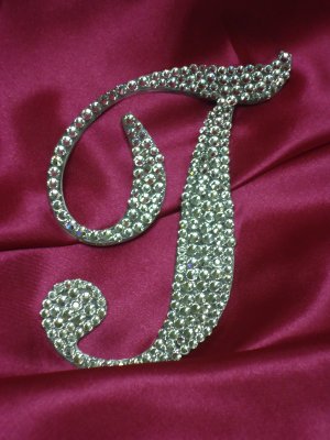 Swarovski Crystal Monogram Cake Topper "T"