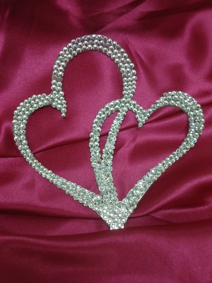 Swarovski Crystal Double Heart  Cake Topper