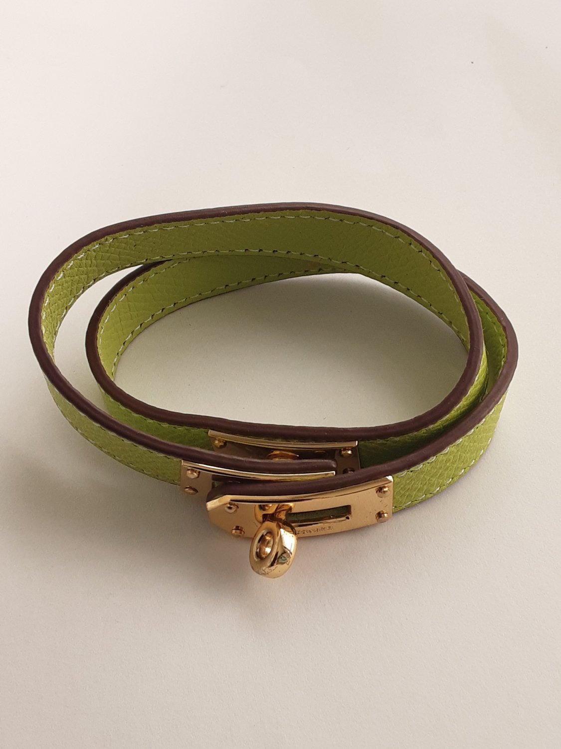 HERMES KELLY DOUBLE TOUR LIME GREEN BRACELET