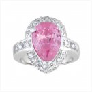 PINK TEARDROP CZ SILVER RING