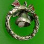 CHRISTMAS CHARM: VINTAGE SILVER & ENAMEL WREATH w/ BOW AND BELL