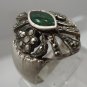 Size 8 Ring : Vintage Sterling Silver Marcasite & Marquis Jelly Green signed ND