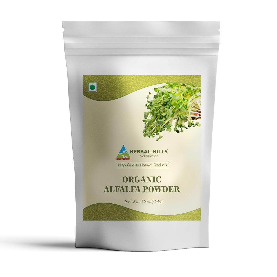 Herbal Hills Organic Alfalfa Powder 454 GMS (16 oz) Best superfood