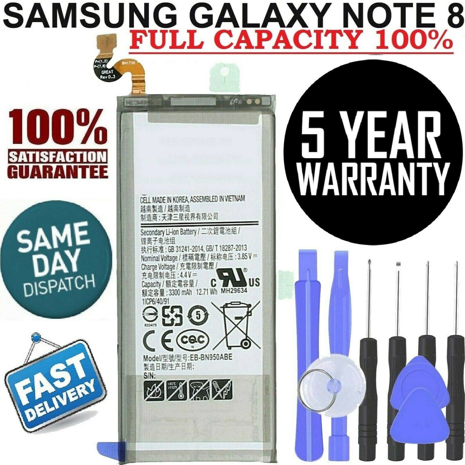 OEM Samsung Galaxy Note 8 Battery EB-BN950ABA ORIGINAL Replacement 3300mAh