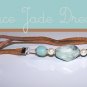 Leather Necklace with Sterling, Pearl, Jade, and Amazonite Centerpiece