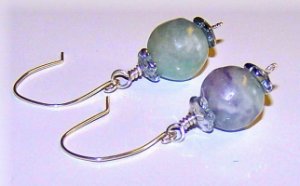 Rainbow Fluorite and Sterling Silver Earrings