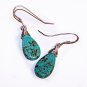 Turquoise Teardrop Briolette beads wire-wrapped with Sterling Silver Earrings