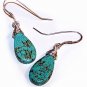 Turquoise Teardrop Briolette beads wire-wrapped with Sterling Silver Earrings