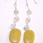 Olive Jade Nugget and Sterling Silver Coil Swirly Earrings