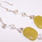 Olive Jade Nugget and Sterling Silver Coil Swirly Earrings