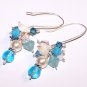 Aqua Czech Druks, Mother of Pearls, Swarovski Pearls & Crystals Earrings