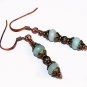 Teal Rondelle and Antique Brass findings vintage style earrings