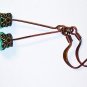 Teal Czech glass and Brass Vintage Style Pendulum Earrings