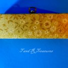 1950's Gold and White Eyeglasses Case with Metal Closures