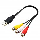 HDTV TV USB 2.0 USB Male To 3-RCA Female Converter Cable Video Adapter AV Cord