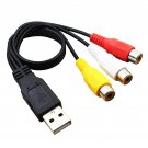 USB 2.0 Male to 3 RCA RGB Female Video AV A/V Converter Cable For HDTV PC
