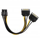 Dual 15Pin SATA Male To PCIe 8Pin(6+2) Male Power Splitter Cable for Video Card