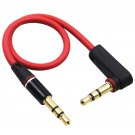 Right Angle Short 10cm 3.5mm Male to Male 3Aux Audio Cable for MP3 Car Speakers