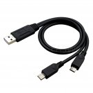 1x USB 2.0 A Male to Dual Micro USB Male Data Charge Y Splitter Cable Adapter