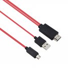 MHL to HDMI Cable adapter HDTV For Samsung Galaxy Tab S2 9.7 SM-T810 Red 6.5ft
